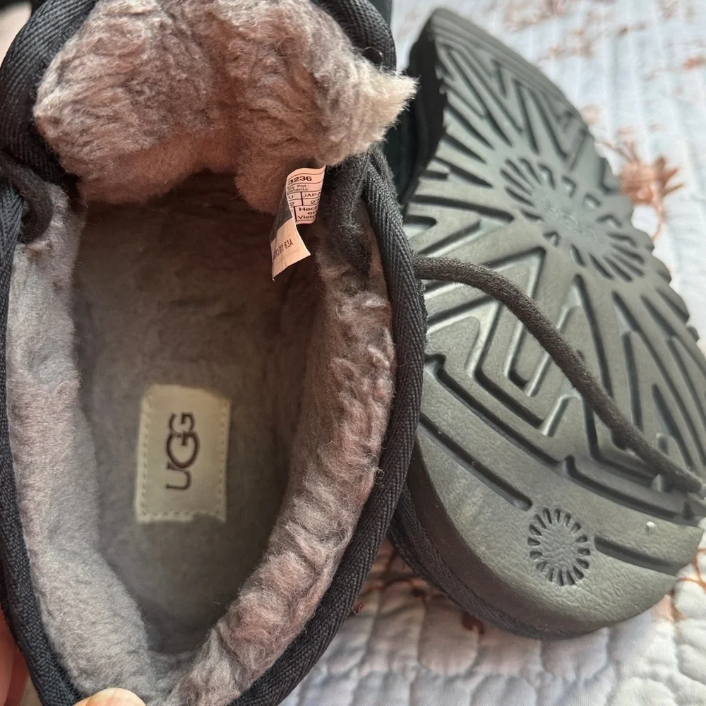 UGG Black Suede Boots with Plush Lining